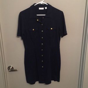 New York & Company Collared Navy Dress